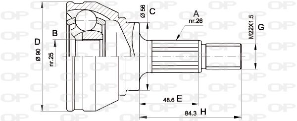 OPEN PARTS Шарнирный комплект, приводной вал CVJ5576.10